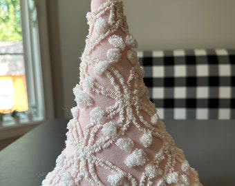 Vintage Chenille Christmas tree, christmas tree decor, pink christmas tree, Hygge Decor, Chenille Christmas Tree