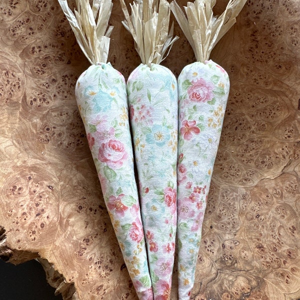 3 shabby chic carrots, pink carrot, easter decor, farmhouse decor, buffalo check, easter farmhouse decor