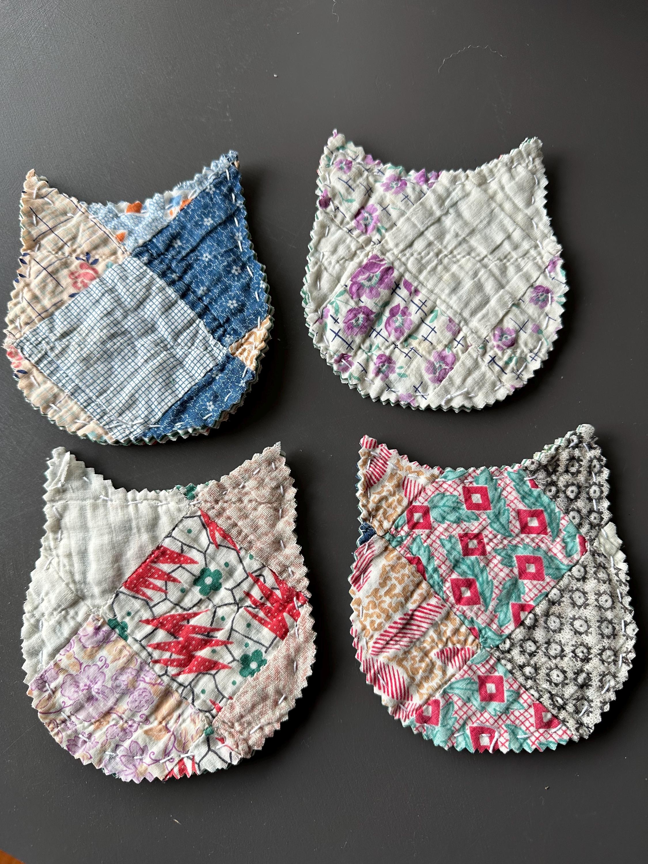 Set of Four Coasters, Rug Mug, Quilted Coaster, Coffee Rug, Beverage ...
