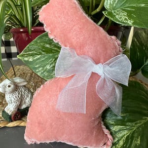 French silk velvet bunny, shabby chic bunny rabbit, easter decor, chenille bunny decor, shabby chic easter decor, blush velvet bunny
