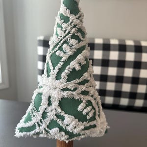 Chenille Christmas Tree Decor: Handmade Green Fabric Tree