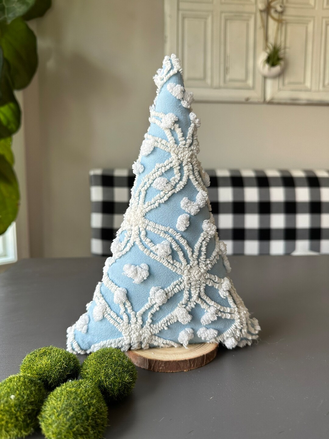 Vintage Chenille Christmas Tree, Christmas Tree Decor, Buffalo Plaid