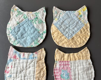 Set of four coasters, Rug mug, quilted coaster, coffee rug, beverage coaster, cat decor