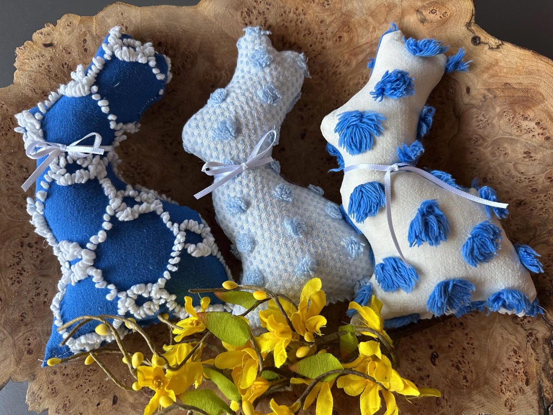 Set of 3 Chenille Bunnies, Shabby Chic Bunny Rabbit, Easter Decor ...