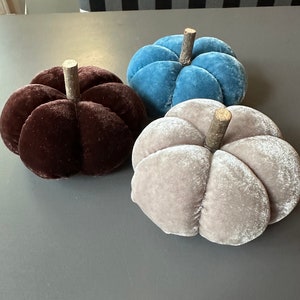 Set of 3 silk velvet pumpkins, beach decor, coastal pumpkins