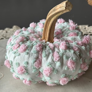 Vintage Chenille Fabric Pumpkin: Farmhouse Fall Decor