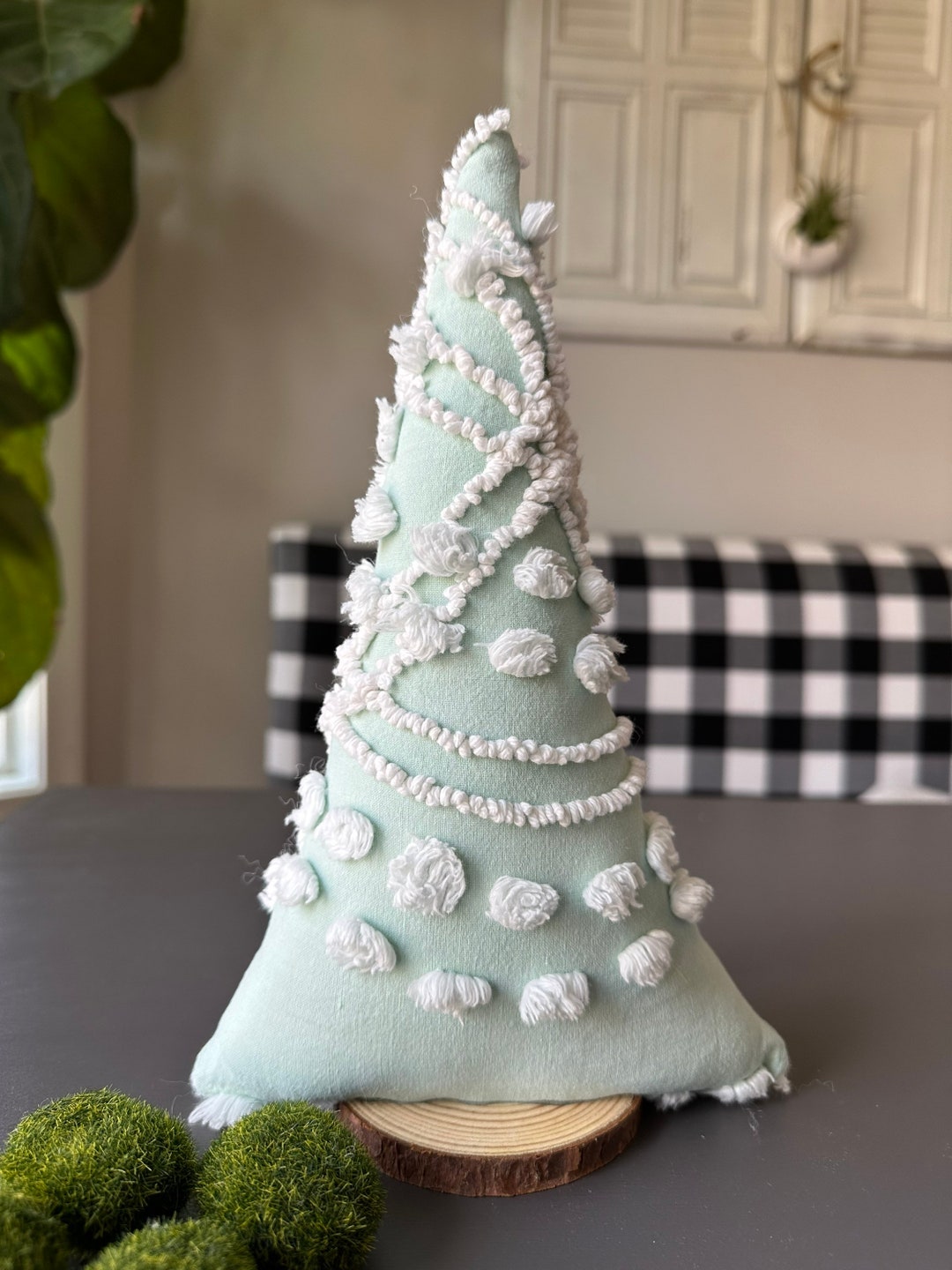 Vintage Chenille Christmas Tree, Christmas Tree Decor, Buffalo Plaid