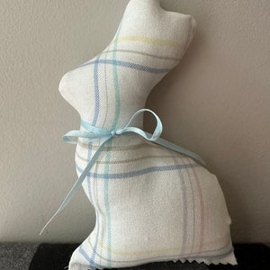 Farmhouse Fabric Bunny: Plaid Easter Decor, Handmade