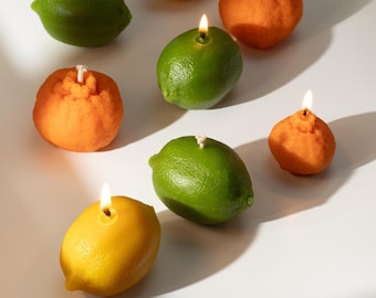 Citrus Candles, Lemon Candle, Orange Candles, Lime Candles, Fruit Candles, Home Decor, Food Candles, Gift for Friend, Table Candles