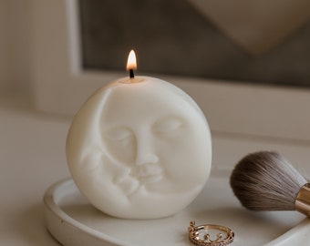 Sun and Moon Candle, Moon Face Candle, Eclipse Candle, Cozy Candle, Gift Candle, Home Decoration