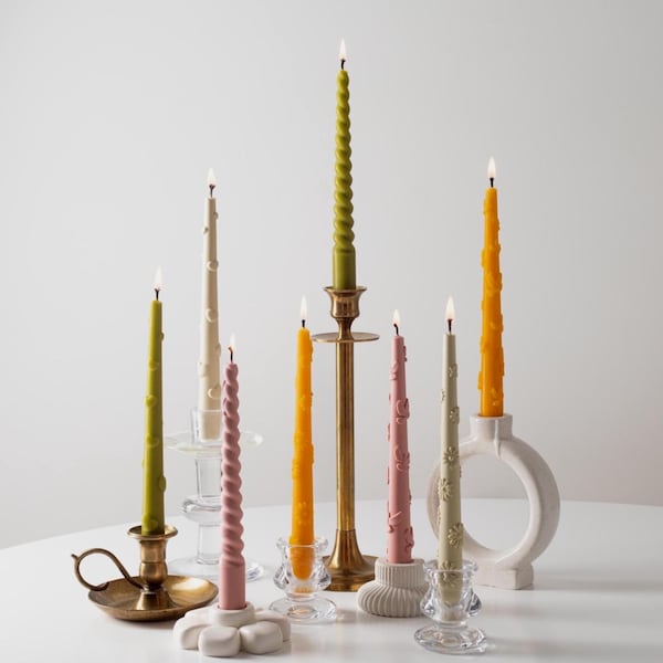 Colored Taper Candles, Twisted Candle, Spiral Candle, Dinner Candle, Home Decor, Home Decoration, Wedding candles, Kitchen Decor