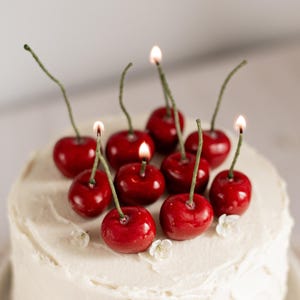 Cherry Candles, Birthday Cake candles, Fruit Candle, Celebration Candle, Cute Cake Decor