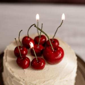Cherry Birthday Candle Set, Beeswax Cherry Candles, Fruit Shaped Candle, Handmade Birthday Cake Candles,  Cute Party Decor