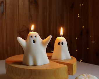 Set of 2 Ghost Candles, Halloween Decor, Thanksgiving Decor, Halloween Candles, Fall Home Decor, Autumn Candle, Halloween Gift Set
