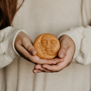Sonne und Mond Kerze, Geschenk für ihn / sie, Mond Gesicht Kerze, Bienenwachs Kerze, Geschenkkerze, natürlich, dekorative Kerzen