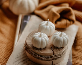 Pumpkin Candles, Fall Decor, Pumpkin decor, Halloween Pumpkin Candle, Fall Candle, Autumn Candle, White Pumpkin, Gift for Halloween