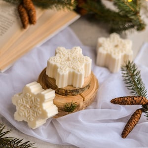 Vela de copo de nieve, vela de Navidad, decoración navideña, vela de invierno, decoración del hogar de invierno, vela de soja hecha a mano, regalo de vela