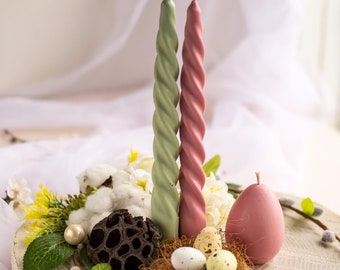 Twisted Candle, Spiral Candle, Swirl Candle, Pastel Candle, Beeswax Candle, Taper Candles, Dinner Candle, Home Decor, Home Decoration