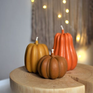 3er Set Kürbis Kerzen / Kürbis Dekor / Halloween Dekor / Thanksgiving Dekor / Halloween Kürbis / Herbst Wohndekoration / Herbstkerze