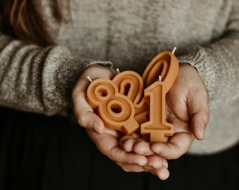 Zahl Bienenwachs Geburtstagskerze, Andenken Kerze, Feier Kerze, Bio Bienenwachs Kerze, umweltfreundliche Geburtstagskerzen, Cake Topper