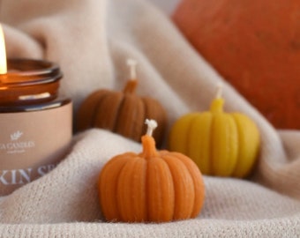 Set of 3 Pumpkin Candles, Pumpkin decor, Halloween Decor, Thanksgiving Candles, Halloween Pumpkin, Fall Home Decor, Autumn Candle