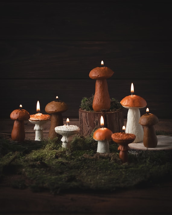 Mushroom Candles, Mushroom Decoration, Autumn Decor, Autumn Candles, Home Decor, Beeswax Candles, Gift for Friend, Forest Candle