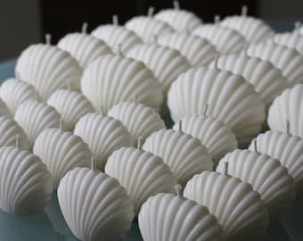 Seashell Candle, Soy Shell Candle, Beach Candles, Soy Wax Candle, White Sea Shell Candle, Home Decor, Wedding Gift, Gift Vegan Candle