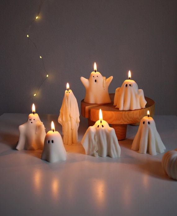 Bougies LED Clignotantes Halloween - Effet Fantôme - Avec Télécommande - Fonctionnent Sur Piles