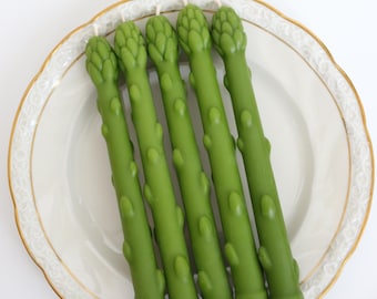 Asparagus Candles, Beeswax Taper Candles, Vegetable Candles, Home Decor, Food Candles, Gift for Friend, Table Candles