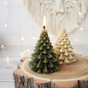 Christmas Tree Candle, Christmas Gift Candle, Christmas Decor, Housewarming Gift, Christmas Decorations, Beautiful Gift and Home Decor set (green+beige)