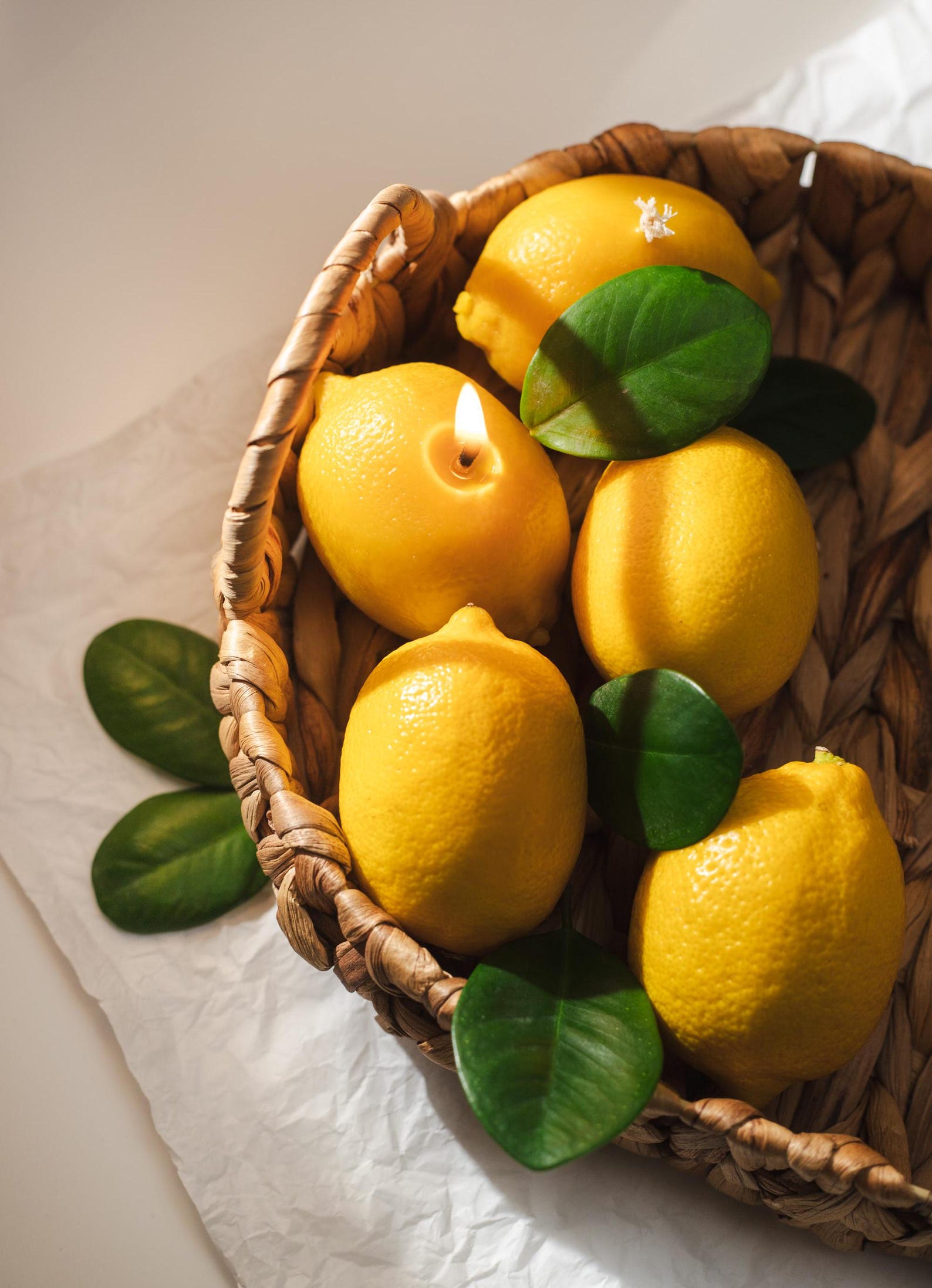 Bougie trompe l'oeil en forme de citron, Etsy