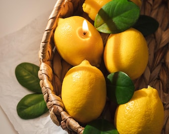 Lemon Candle, Beeswax Citrus Candles, Fruit Candles, Home Decor, Food Candles, Gift for Friend, Table Decorative Candles