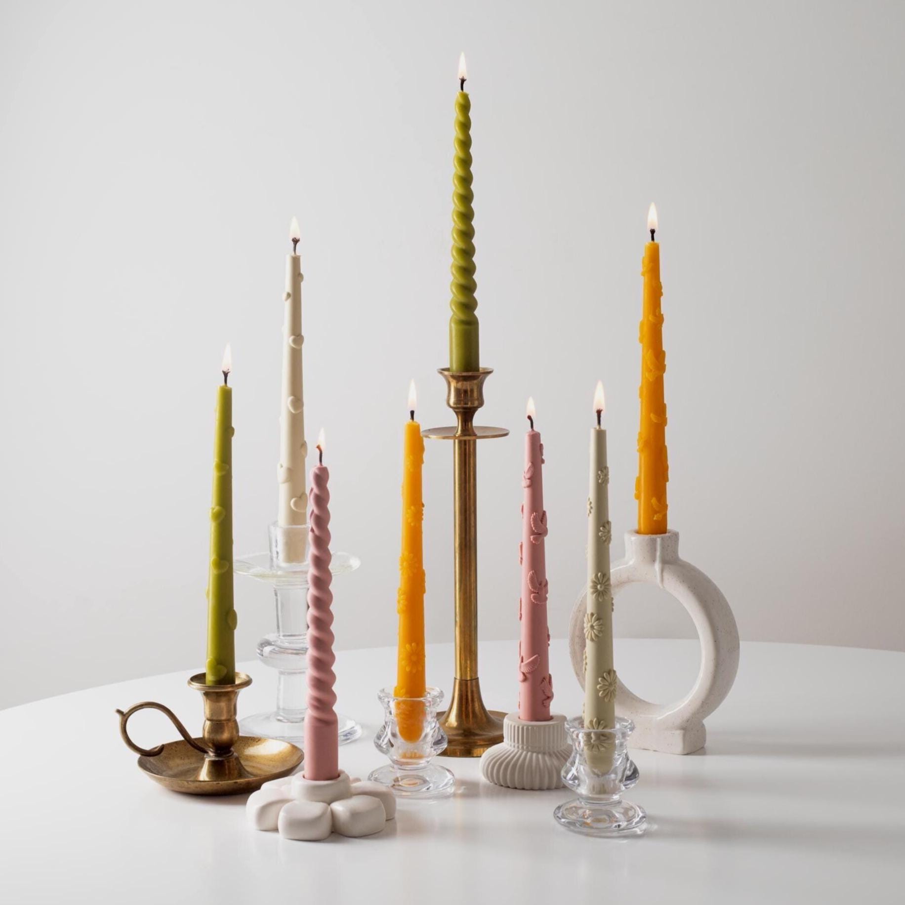 Colored Taper Candles, Twisted Candle, Spiral Candle, Dinner Candle, Home Decor, Home Decoration, Wedding candles, Kitchen Decor