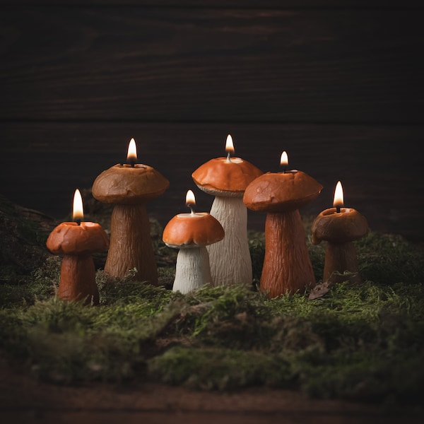 Mushroom Candles, Mushroom Decoration, Autumn Decor, Home Decor, Beeswax Candles, Gift for Mom, Gift for Friend, Forest Candle