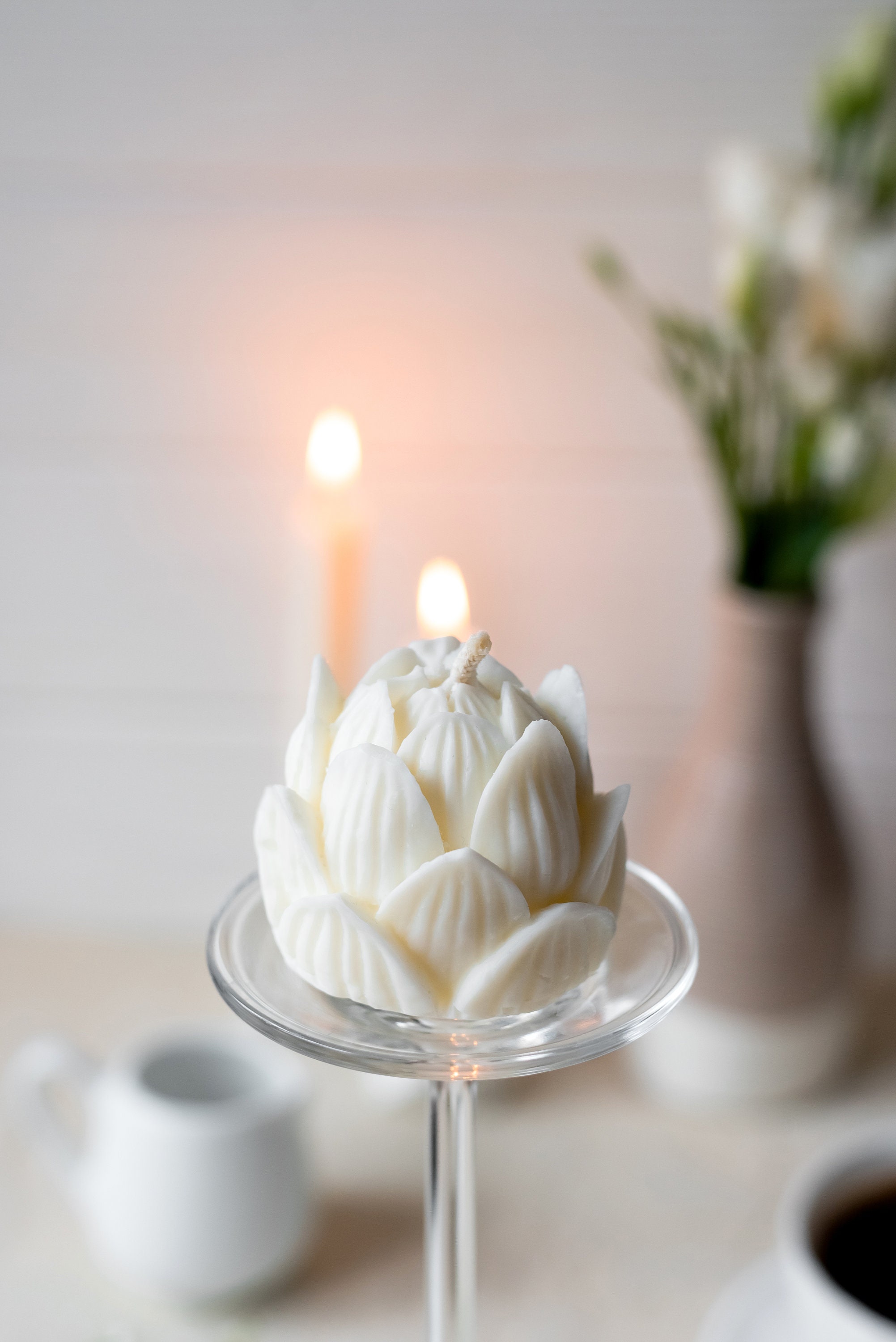 White Lotus Candle Lotus Flower Candles Water Lily Flower Etsy