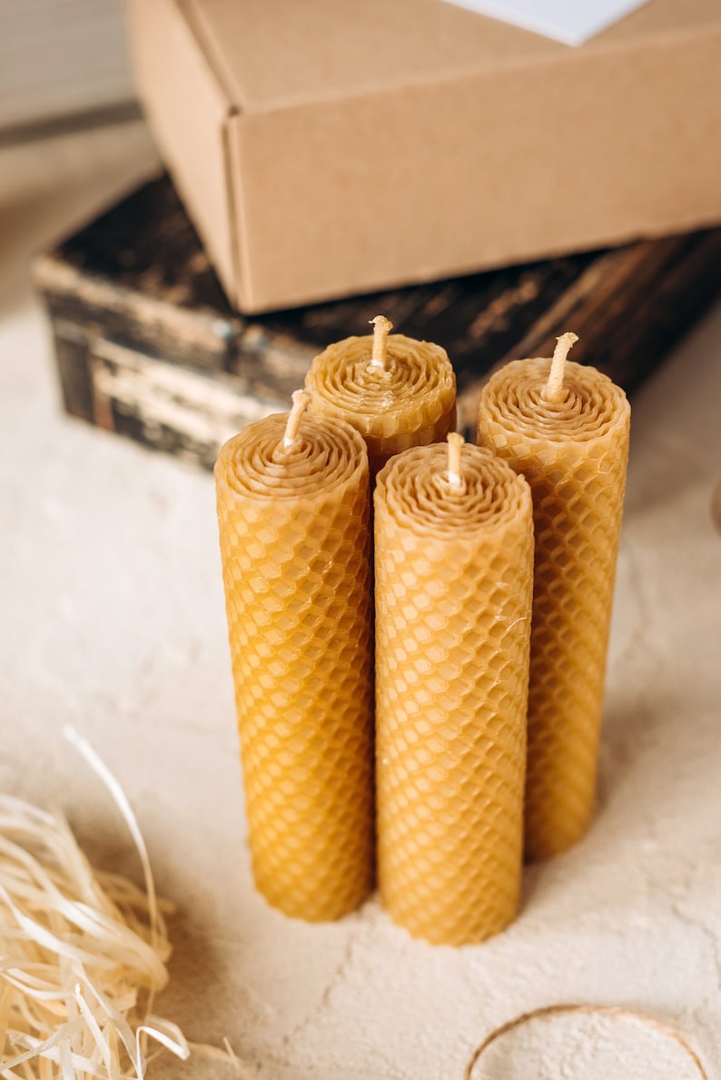 Natural Beeswax Candles, Beeswax Spell Candle, Hand Rolled Beeswax Candle, Ritual Money Candle, Wedding Candles, Organic Candles, Eco Candle image 6