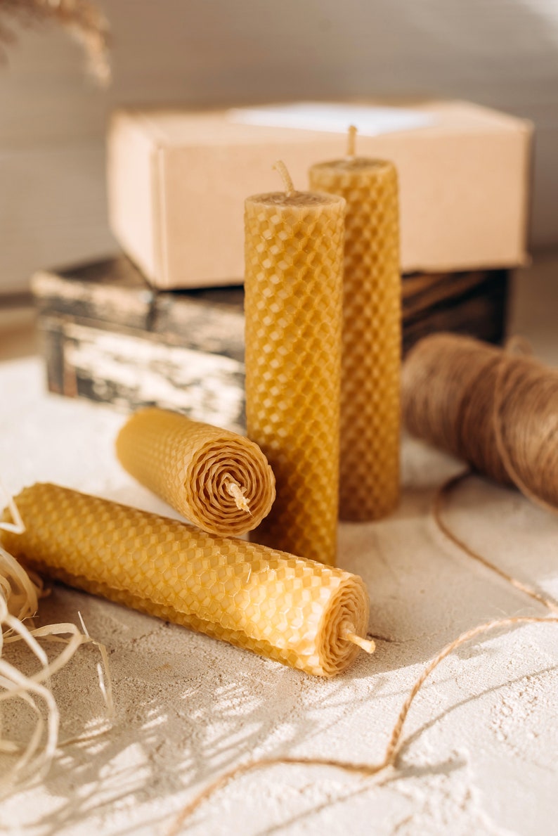 Natural Beeswax Candles, Beeswax Spell Candle, Hand Rolled Beeswax Candle, Ritual Money Candle, Wedding Candles, Organic Candles, Eco Candle image 9