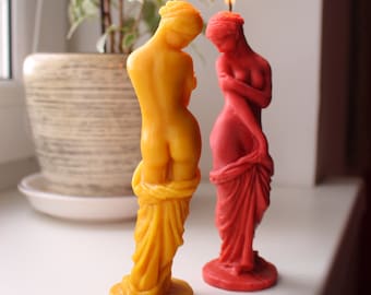 Body Candle, Beeswax Venus Candle, Women Bust Candle, Red Goddess Candle, Female Bust Candle, Torso Candle, Sculpture Candle