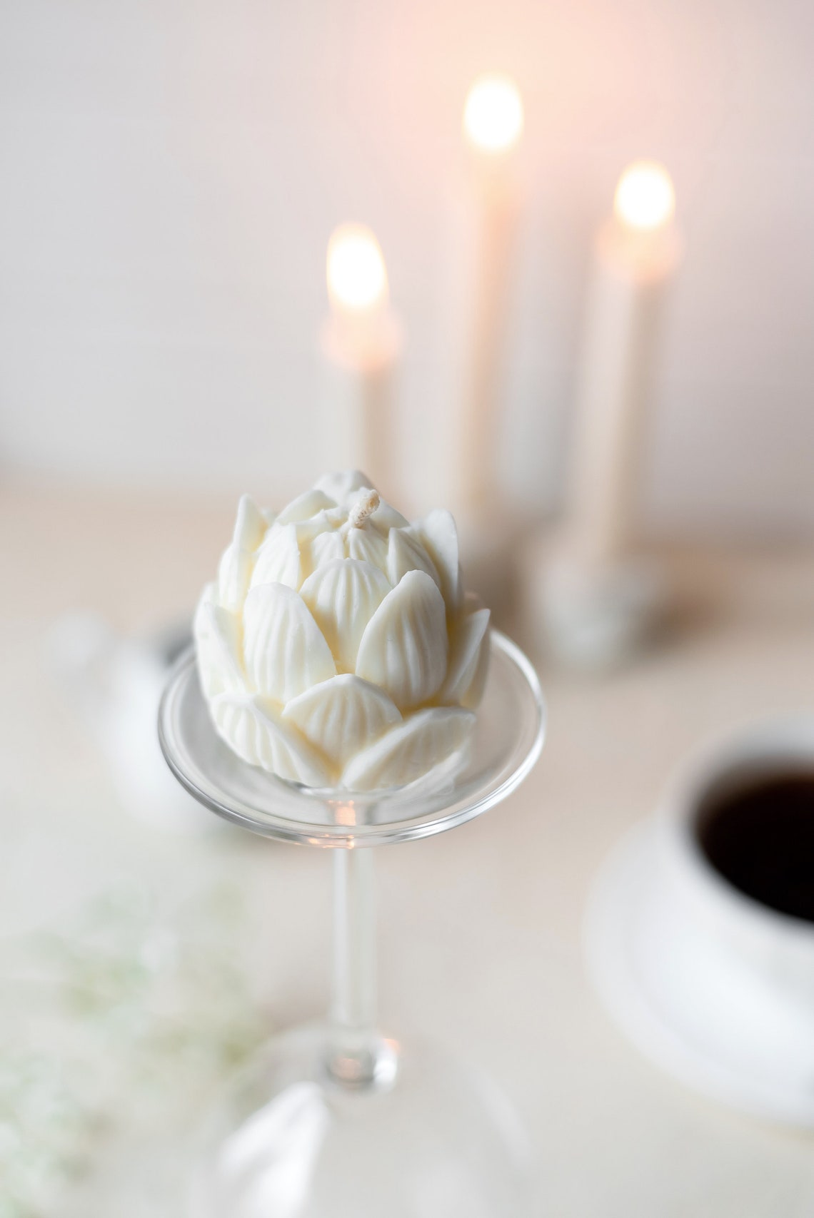 White Lotus Candle Lotus Flower Candles Water Lily Flower Etsy