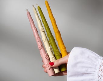 Daisy Taper Candle, Flowers Pillar Candle, Twisted Candle, Dinner Candle, Decorative candle, Home Decor, Home Decoration