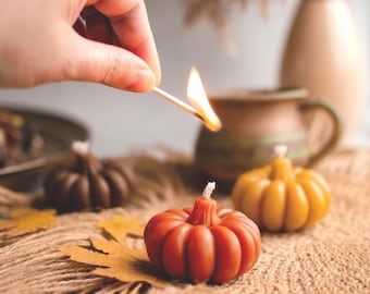 Velas de calabaza, Decoración de calabaza, Decoración de Halloween, Decoración de Acción de Gracias, Calabaza de Halloween, Decoración del hogar de otoño, Vela de otoño, Set de regalo de calabaza