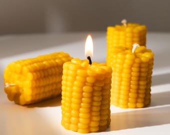 Corn Cob Pillar Candle, Beeswax Shaped Candle, Vegetable Candles, Home Decor, Food Candles, Gift for Friend, Table Candles