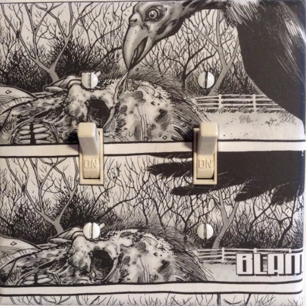 Crow Eating Zombie The Walking Dead Comic Book Double Light Switch Cover Living Room Office Den Bedroom Kitchen Halloween Free US Shipping