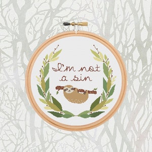 Sloth I&#39;m not a sin Cross Stitch Pattern PDF