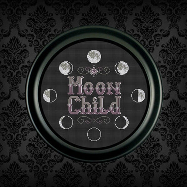 Moon child moon phase Cross Stitch Pattern PDF