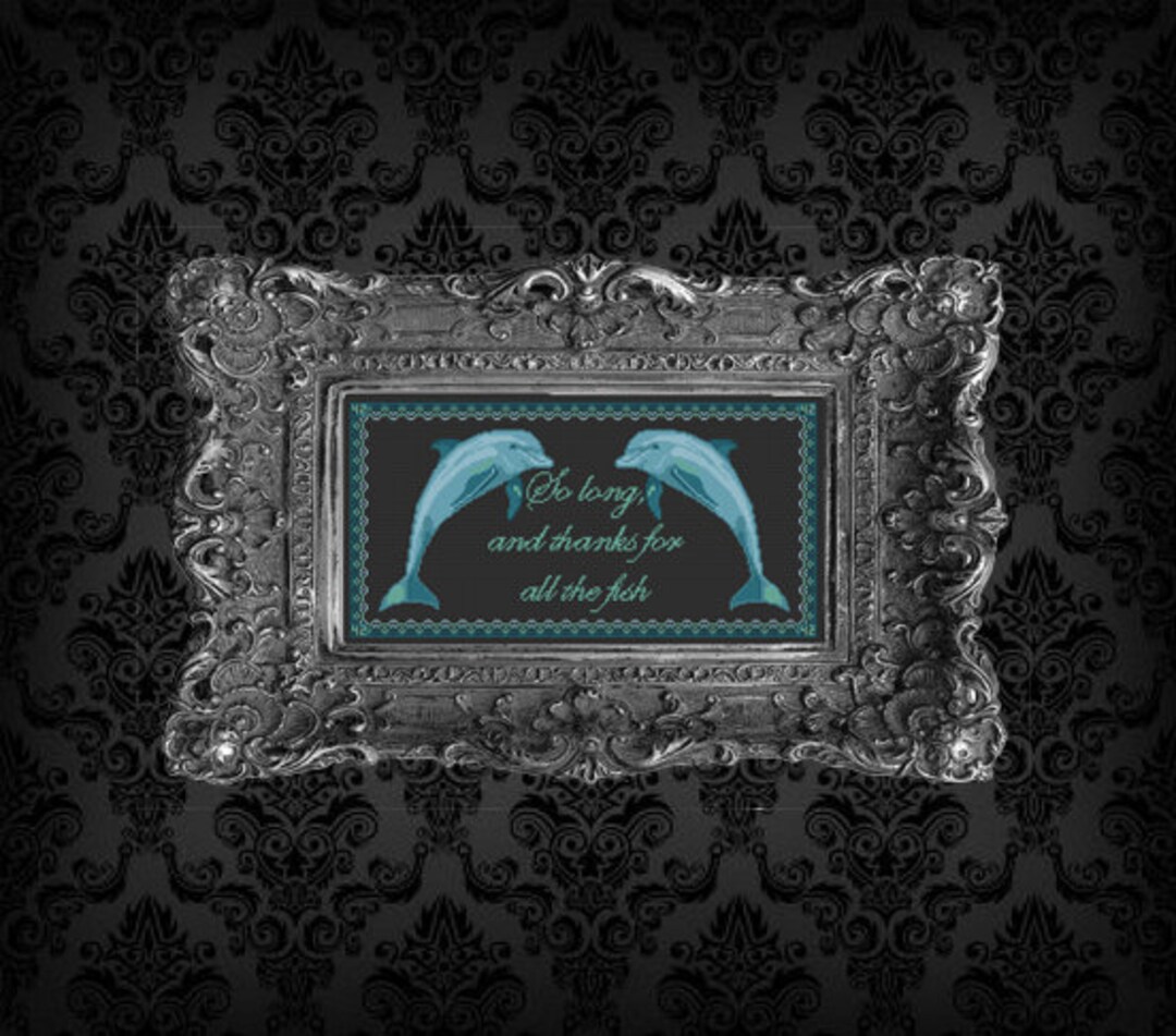 Hitchhiker's Guide to the Galaxy Dolphin Cross Stitch Etsy