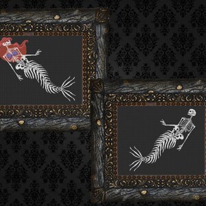 Skeleton mermaid cross stitch pattern PDF 2 for 1