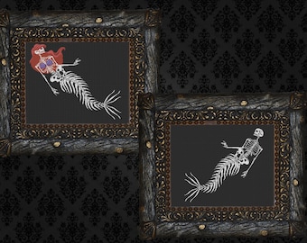 Skeleton mermaid cross stitch pattern PDF 2 for 1