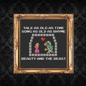 Princess Peach and Bowser love story beauty and the beast cross stitch pattern PDF