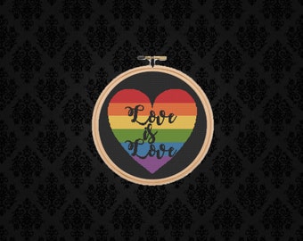 Love is love cross stitch pattern PDF beginner